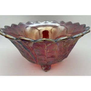 Rare Vintage Imperial Glass Red Four Footed Bowl